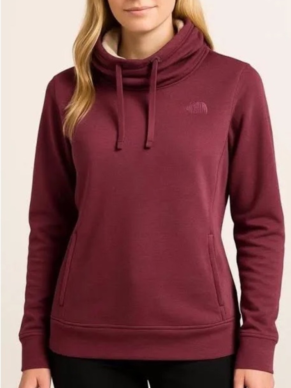The North Face Mattea Fleece Hoodie in a heathered burgundy or wine color medium
